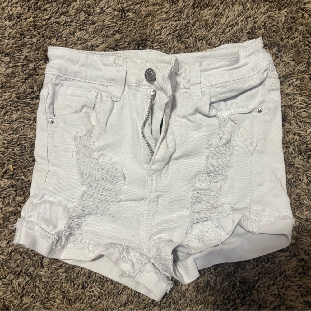 SHEIN White Ripped Jean Shorts